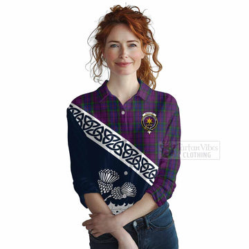 Wardlaw Tartan Women's Casual Shirt Featuring Thistle and Scotland Map