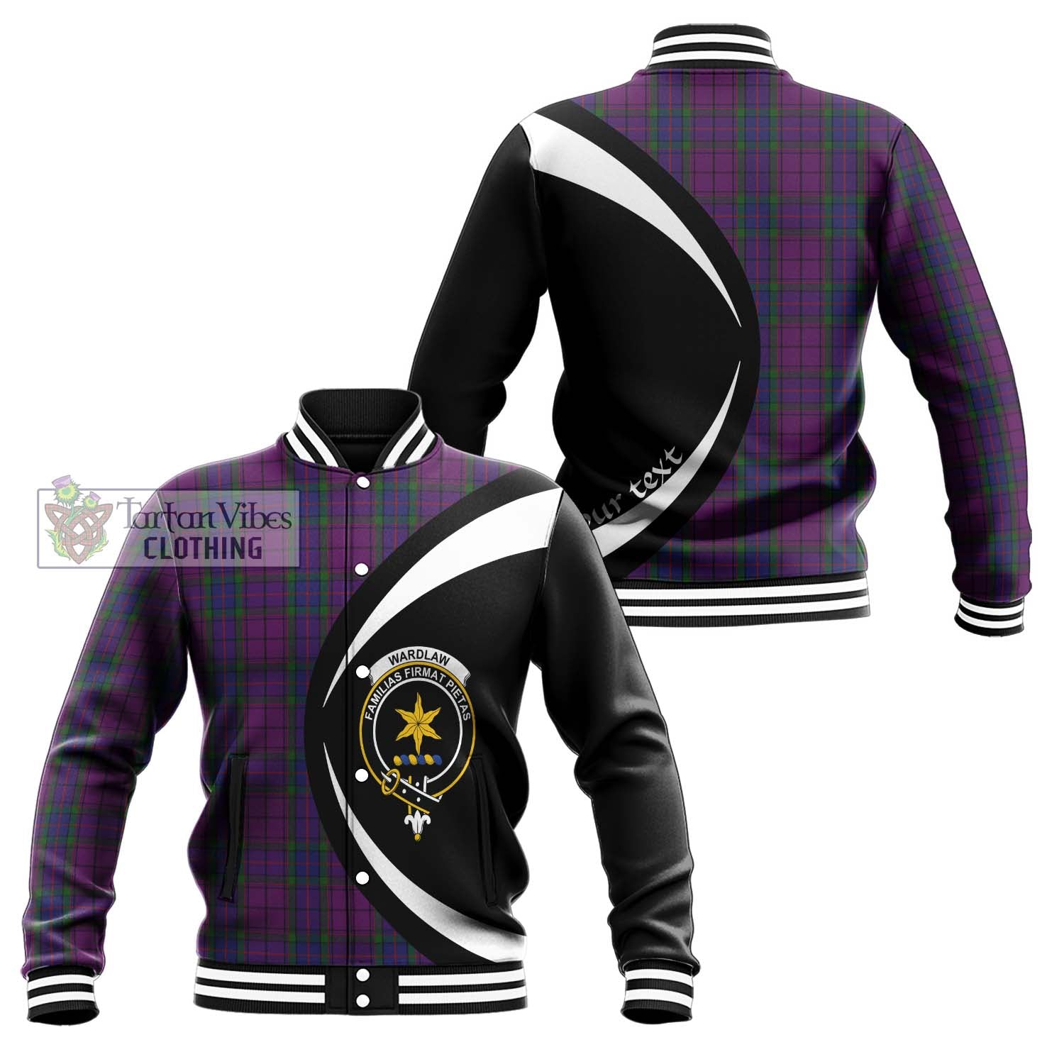 Wardlaw Tartan Baseball Jacket with Family Crest Circle Style Unisex - Tartan Vibes Clothing