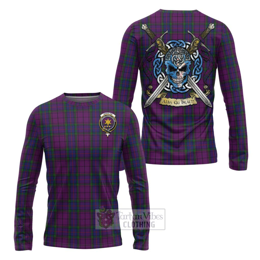 Tartan Vibes Clothing Wardlaw Tartan Long Sleeve T-Shirt with Family Crest Celtic Skull Style