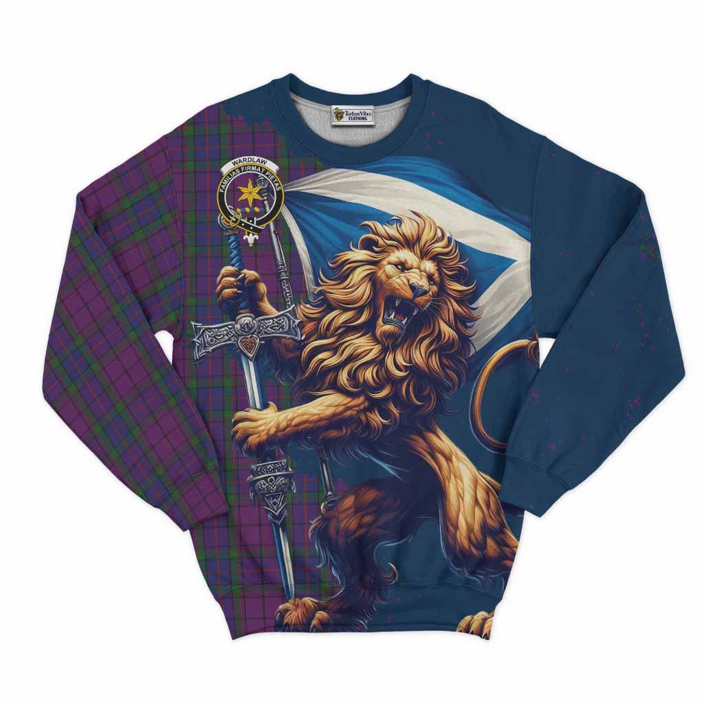 Tartan Vibes Clothing Wardlaw Tartan Family Crest Sweatshirt with Scottish Majestic Lion