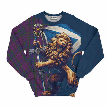 Wardlaw Tartan Family Crest Sweatshirt with Scottish Majestic Lion