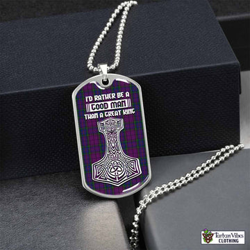 Wardlaw Tartan Dog Tag Necklace Viking Mjolnir Style