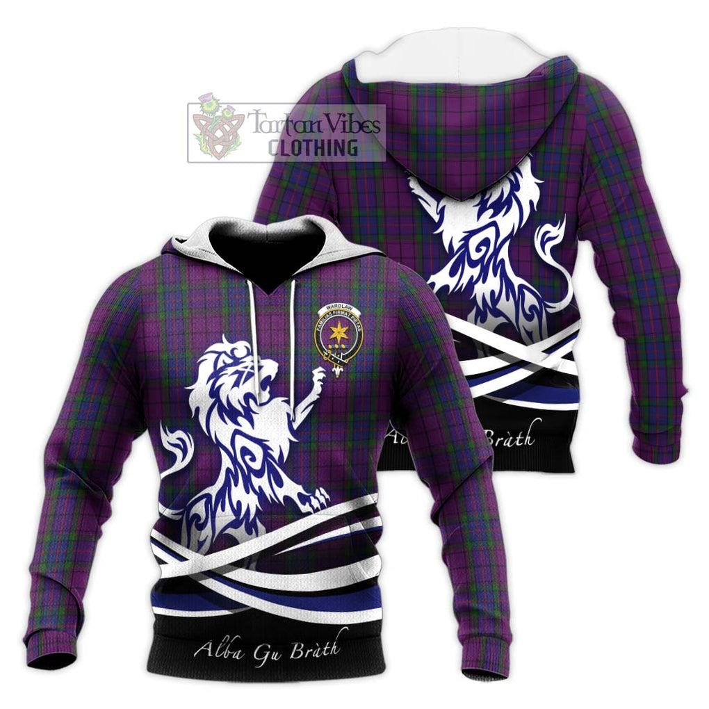 Wardlaw Tartan Knitted Hoodie with Alba Gu Brath Regal Lion Emblem Unisex Knitted Pullover Hoodie - Tartanvibesclothing Shop