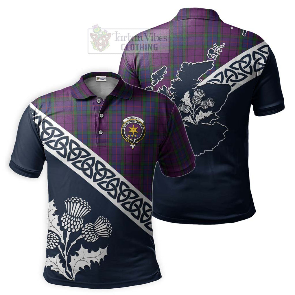 Wardlaw Tartan Polo Shirt Featuring Thistle and Scotland Map