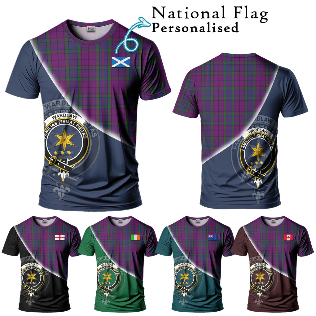 Wardlaw Tartan T-Shirt with Personalised National Flag and Family Crest Half Style Kid's Shirt - Tartanvibesclothing Shop