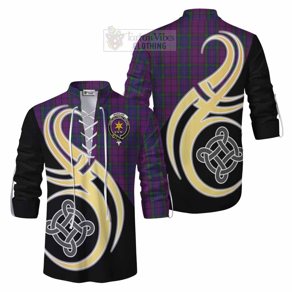 Tartan Vibes Clothing Wardlaw Tartan Ghillie Kilt Shirt with Family Crest and Celtic Symbol Style