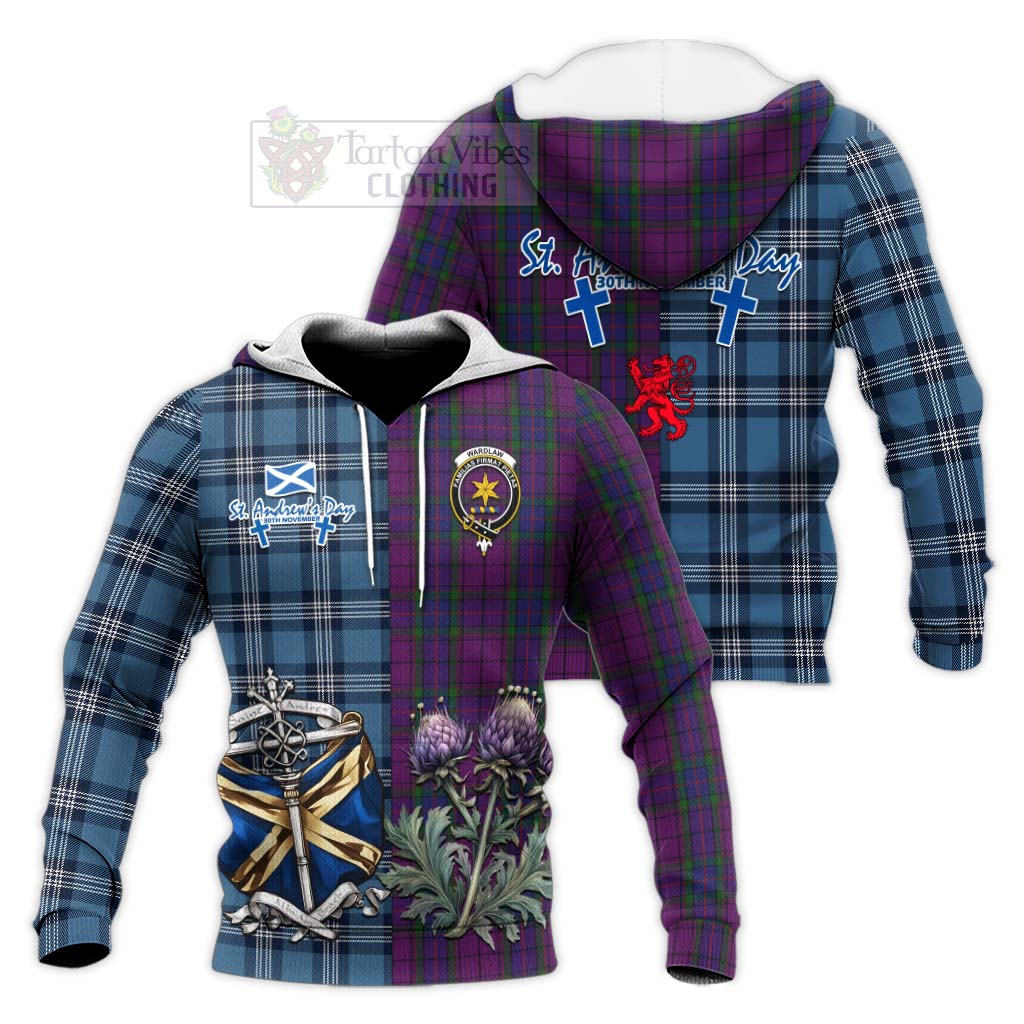 Tartan Vibes Clothing Wardlaw Tartan Knitted Hoodie Happy St. Andrew's Day Half Tartan Style