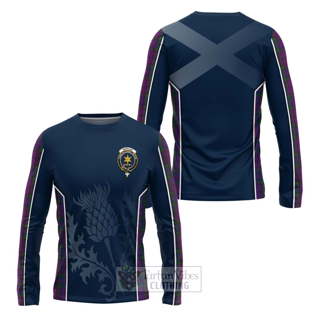 Tartan Vibes Clothing Wardlaw Tartan Long Sleeve T-Shirt with Family Crest and Scottish Thistle Vibes Sport Style