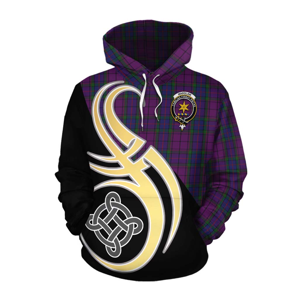 Tartan Vibes Clothing Wardlaw Tartan Cotton Hoodie with Family Crest and Celtic Symbol Style