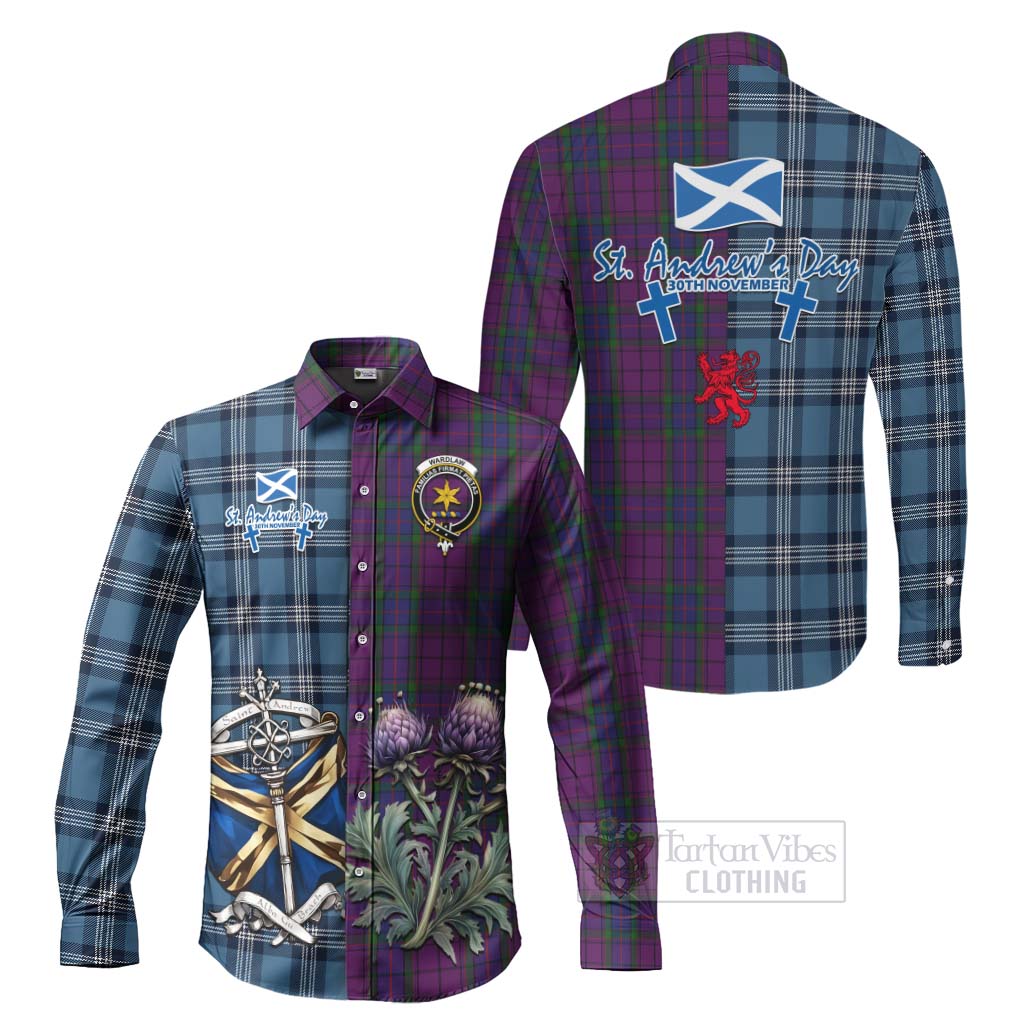 Tartan Vibes Clothing Wardlaw Tartan Long Sleeve Button Shirt Happy St. Andrew's Day Half Tartan Style