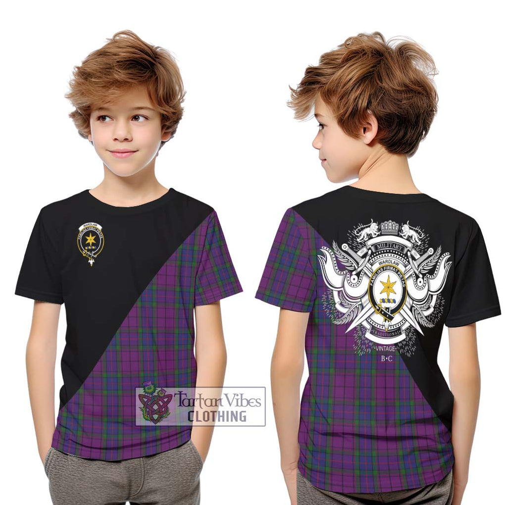 Wardlaw Tartan Kid T-Shirt with Family Crest and Military Logo Style Youth XL Size14 - Tartanvibesclothing Shop