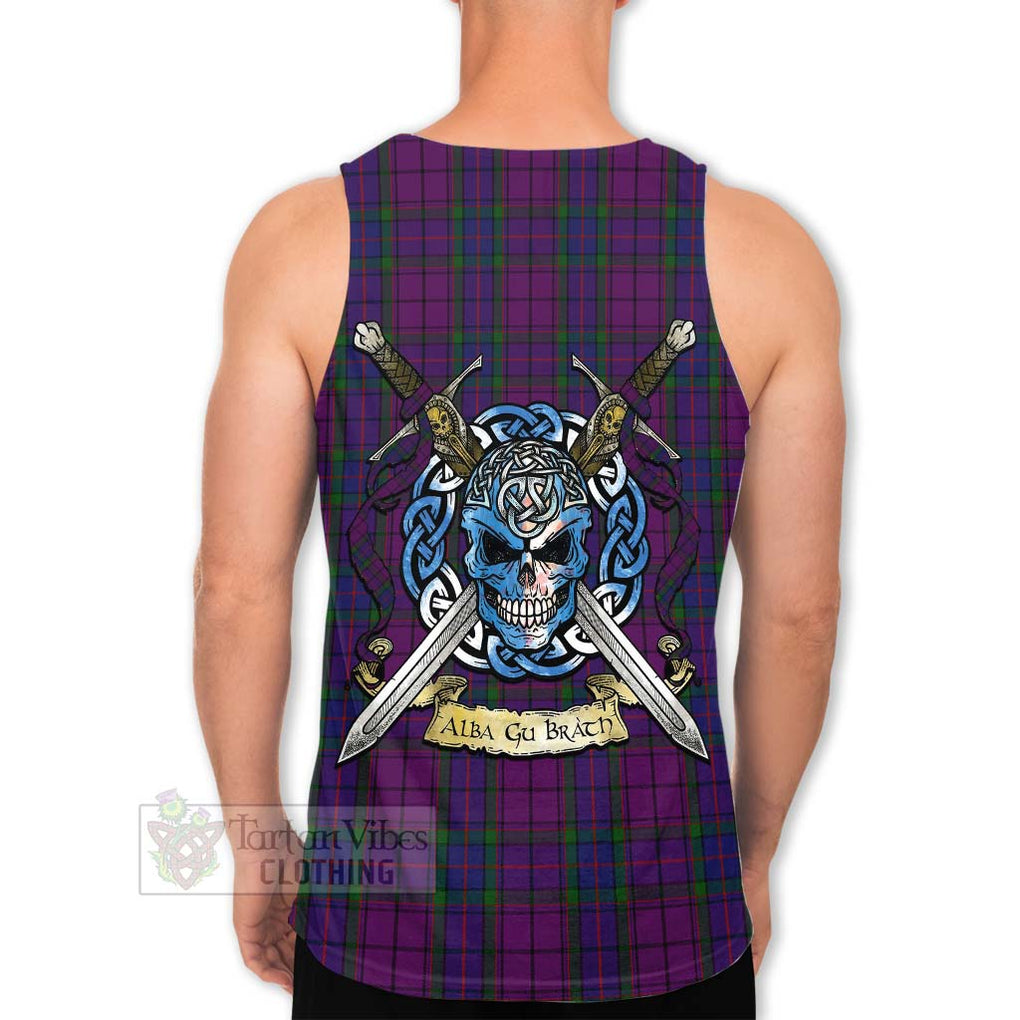 Tartan Vibes Clothing Wardlaw Tartan Men's Tank Top with Family Crest Celtic Skull Style