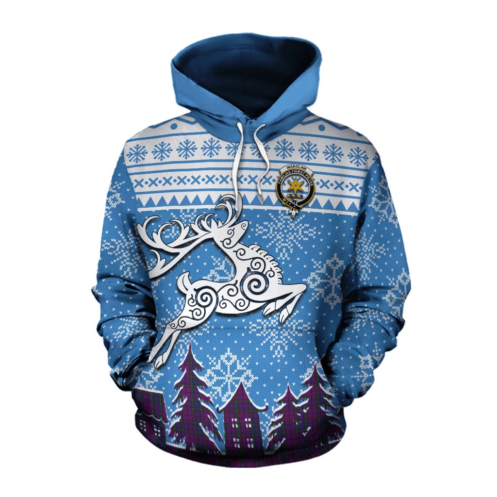 Tartan Vibes Clothing Wardlaw Clan Christmas Cotton Hoodie Celtic Reindeer Style