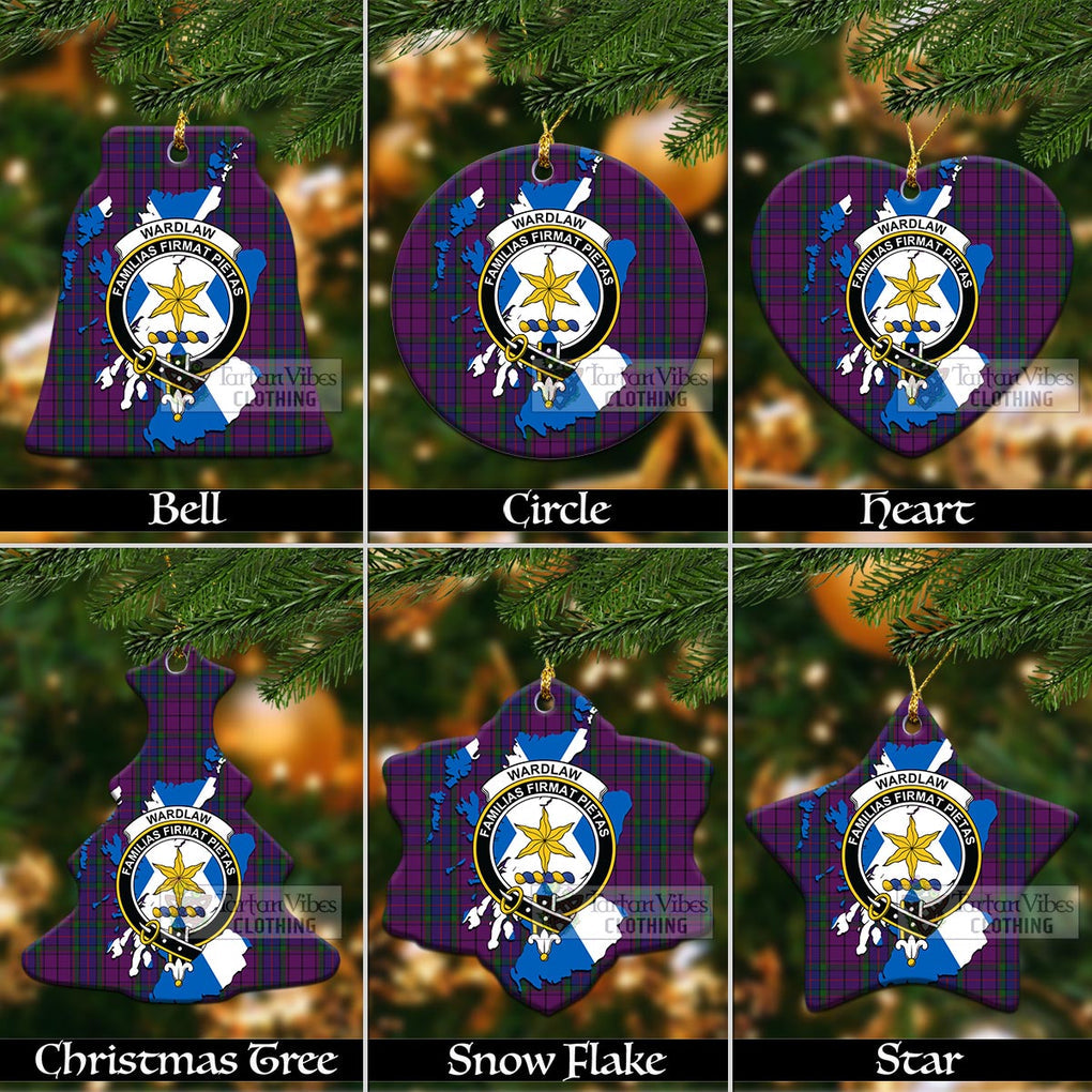 Tartan Vibes Clothing Wardlaw Tartan Christmas Ornament with Family Crest and Scotland Map