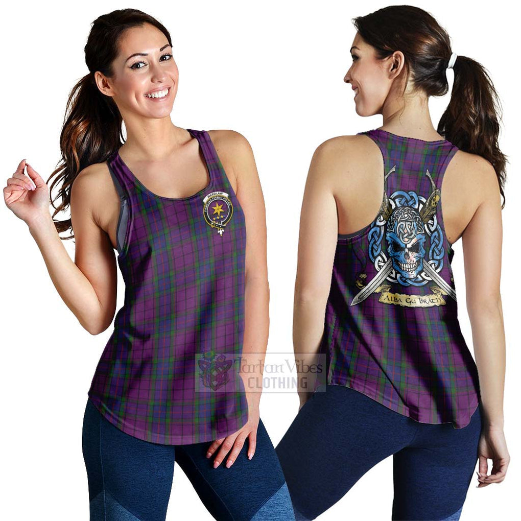 Tartan Vibes Clothing Wardlaw Tartan Women's Racerback Tanks with Family Crest Celtic Skull Style