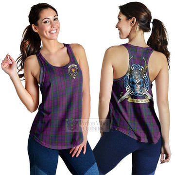 Wardlaw Tartan Women's Racerback Tanks with Family Crest Celtic Skull Style