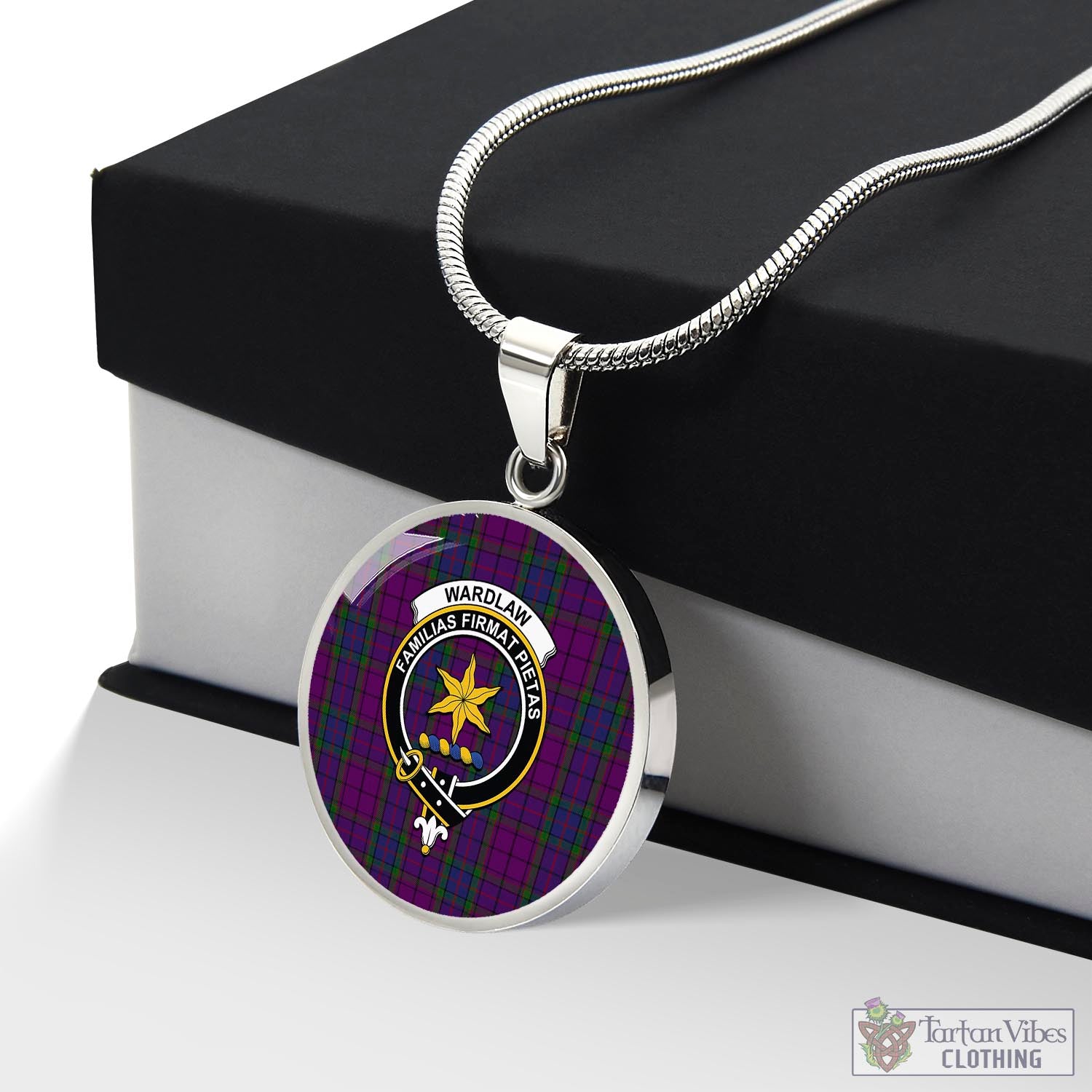 Tartan Vibes Clothing Wardlaw Tartan Circle Necklace with Family Crest