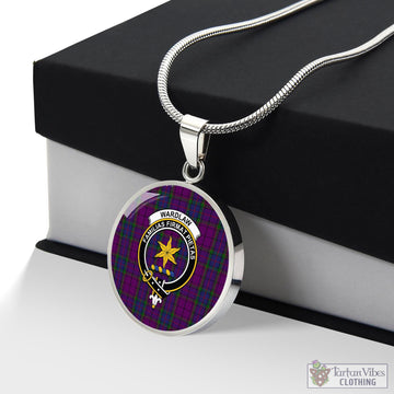 Wardlaw Tartan Circle Necklace with Family Crest