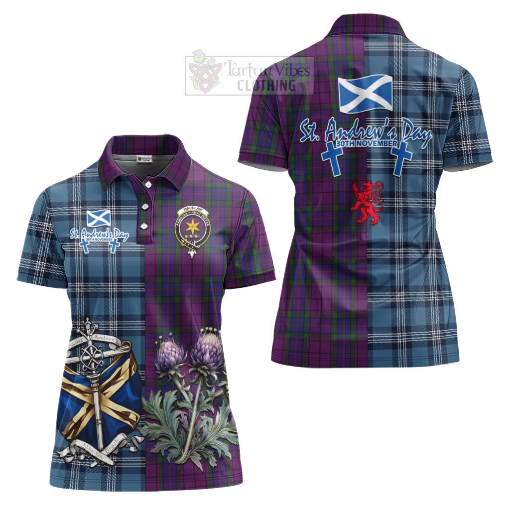 Tartan Vibes Clothing Wardlaw Tartan Women's Polo Shirt Happy St. Andrew's Day Half Tartan Style