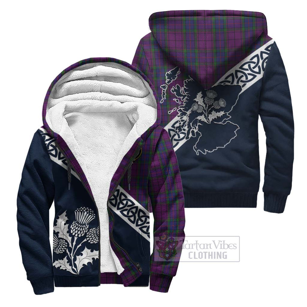 Tartan Vibes Clothing Wardlaw Tartan Sherpa Hoodie Featuring Thistle and Scotland Map