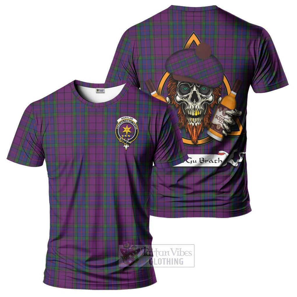 Tartan Vibes Clothing Wardlaw Tartan T-Shirt with Family Crest and Bearded Skull Holding Bottles of Whiskey