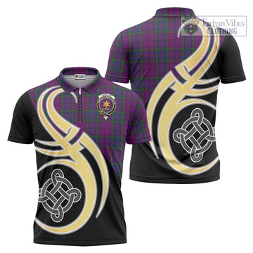 Wardlaw Tartan Zipper Polo Shirt with Family Crest and Celtic Symbol Style