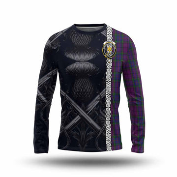 Wardlaw Tartan Long Sleeve T-Shirt with Family Crest Cross Sword Thistle Celtic Vibes