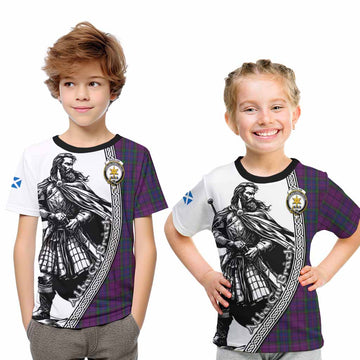 Wardlaw Tartan Clan Crest Kid T-Shirt with Highlander Warrior Celtic Style Youth XL Size14 - Tartan Vibes Clothing