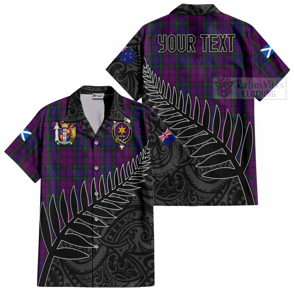 Tartan Vibes Clothing Wardlaw Crest Tartan Short Sleeve Button Shirt with New Zealand Silver Fern Half Style