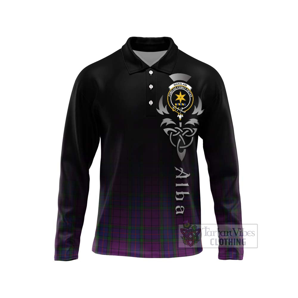 Tartan Vibes Clothing Wardlaw Tartan Long Sleeve Polo Shirt Featuring Alba Gu Brath Family Crest Celtic Inspired