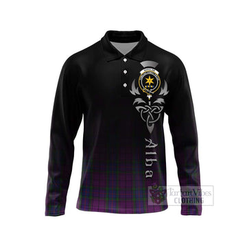 Wardlaw Tartan Long Sleeve Polo Shirt Featuring Alba Gu Brath Family Crest Celtic Inspired