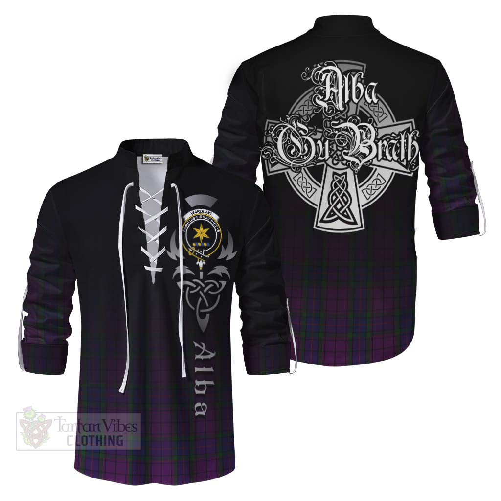 Tartan Vibes Clothing Wardlaw Tartan Ghillie Kilt Shirt Featuring Alba Gu Brath Family Crest Celtic Inspired