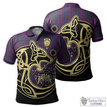 Wardlaw Tartan Polo Shirt with Family Crest Celtic Wolf Style