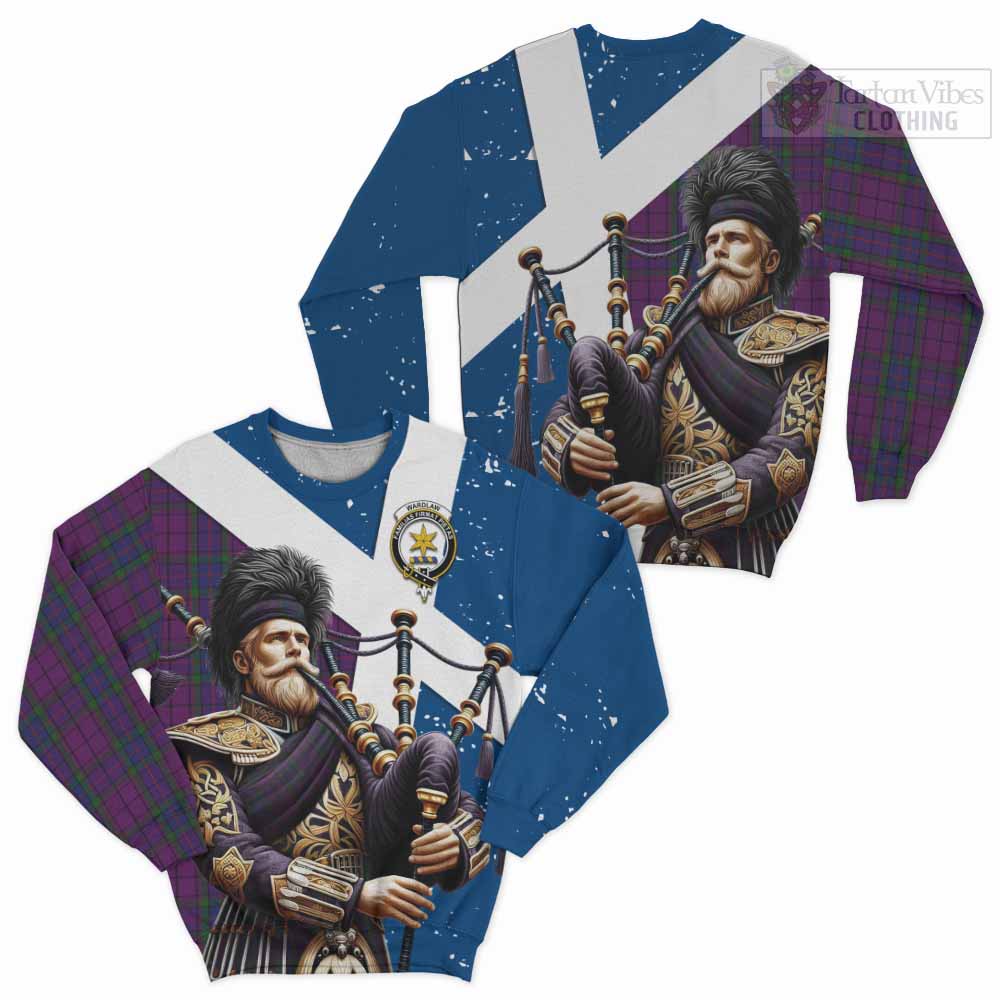 Tartan Vibes Clothing Wardlaw Tartan Sweatshirt with Family Crest Scottish Bagpiper Vibes