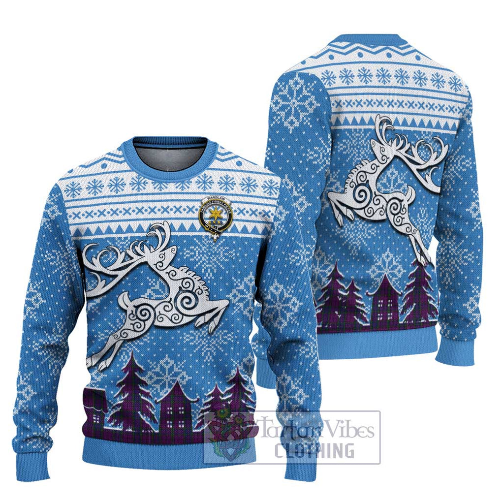 Tartan Vibes Clothing Wardlaw Clan Christmas Ugly Sweater with Tartan and Celtic Raindeer Style