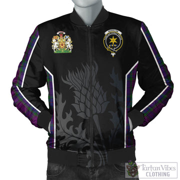 Wardlaw Tartan Bomber Jacket with Family Crest and Scottish Thistle Vibes Sport Style