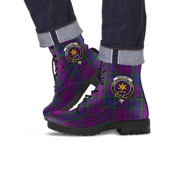 Wardlaw Tartan Leather Boots with Family Crest