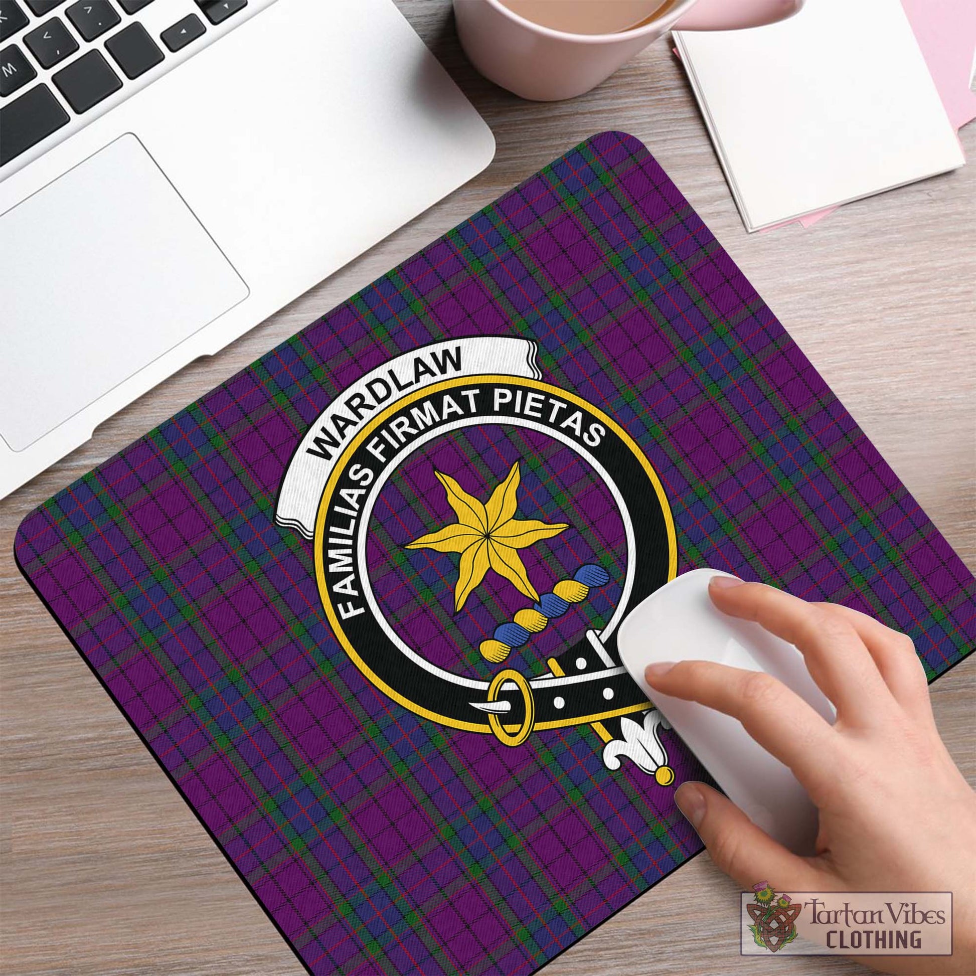 Tartan Vibes Clothing Wardlaw Tartan Mouse Pad with Family Crest