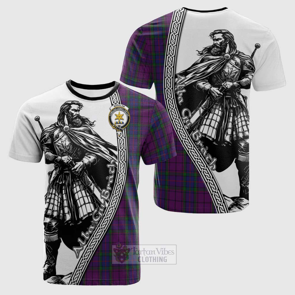 Tartan Vibes Clothing Wardlaw Tartan Clan Crest Cotton T-shirt with Highlander Warrior Celtic Style