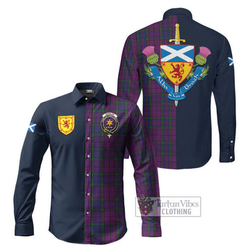 Wardlaw Tartan Long Sleeve Button Shirt Alba with Scottish Lion Royal Arm Half Style