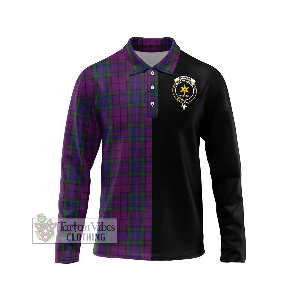 Wardlaw Tartan Long Sleeve Polo Shirt with Family Crest and Half Of Me Style Unisex - Tartanvibesclothing Shop