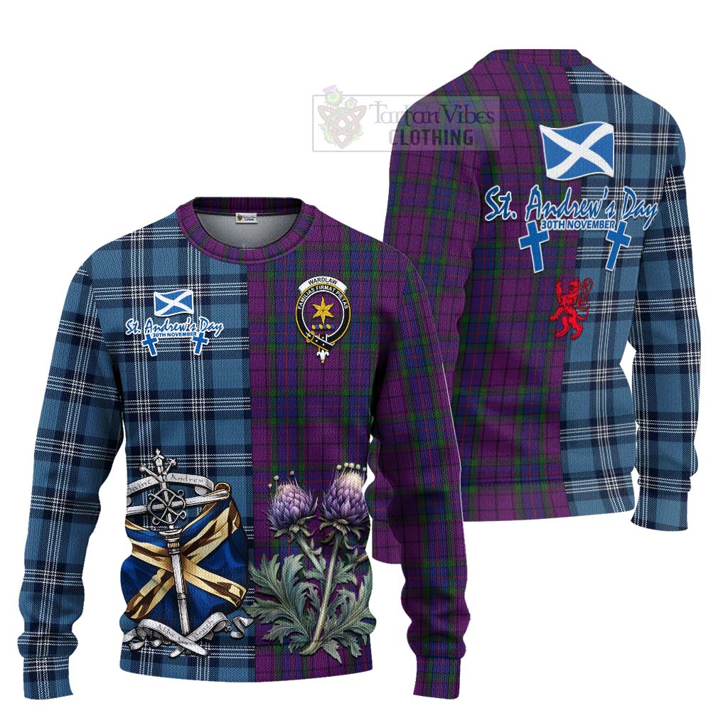 Tartan Vibes Clothing Wardlaw Tartan Knitted Sweater Happy St. Andrew's Day Half Tartan Style