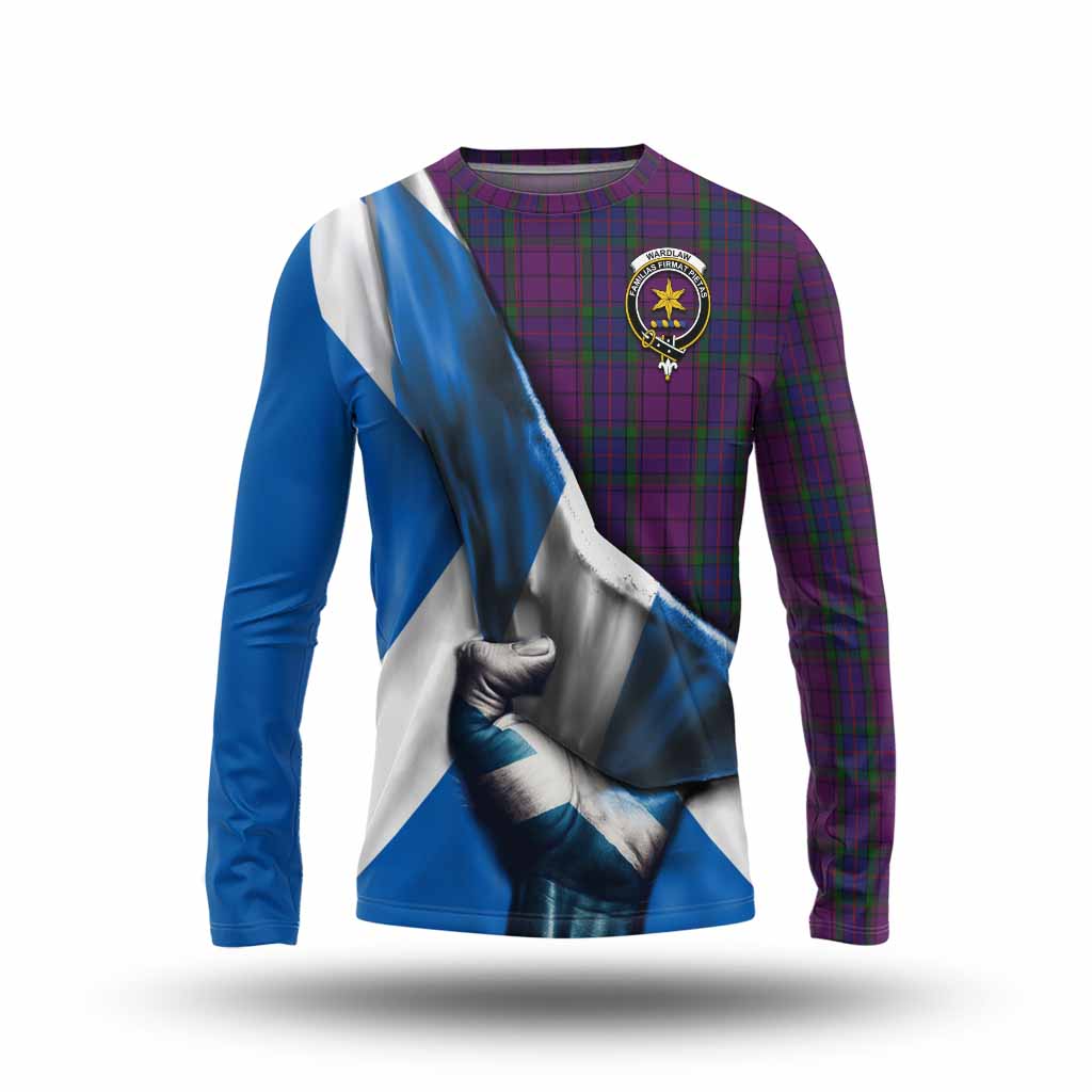 Tartan Vibes Clothing Wardlaw Tartan Long Sleeve T-Shirt with Family Crest Scotland Patriotic Style