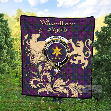 Wardlaw Tartan Quilt with Family Crest and Scottish Symbol Style