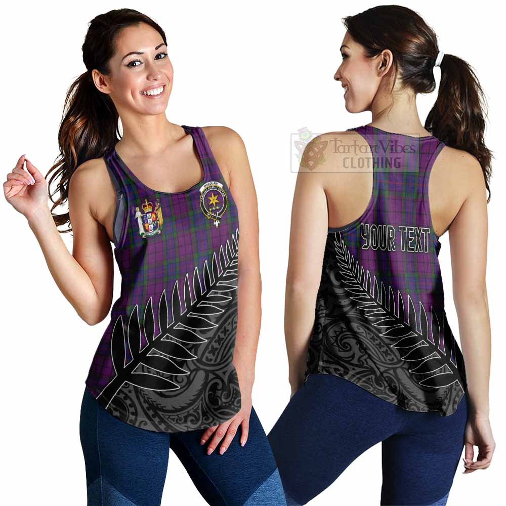 Tartan Vibes Clothing Wardlaw Crest Tartan Women's Racerback Tanks with New Zealand Silver Fern Half Style