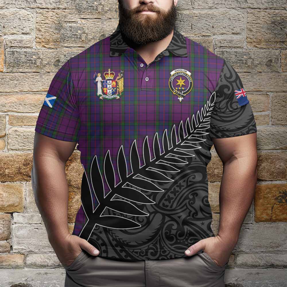 Wardlaw Crest Tartan Polo Shirt with New Zealand Silver Fern Half Style