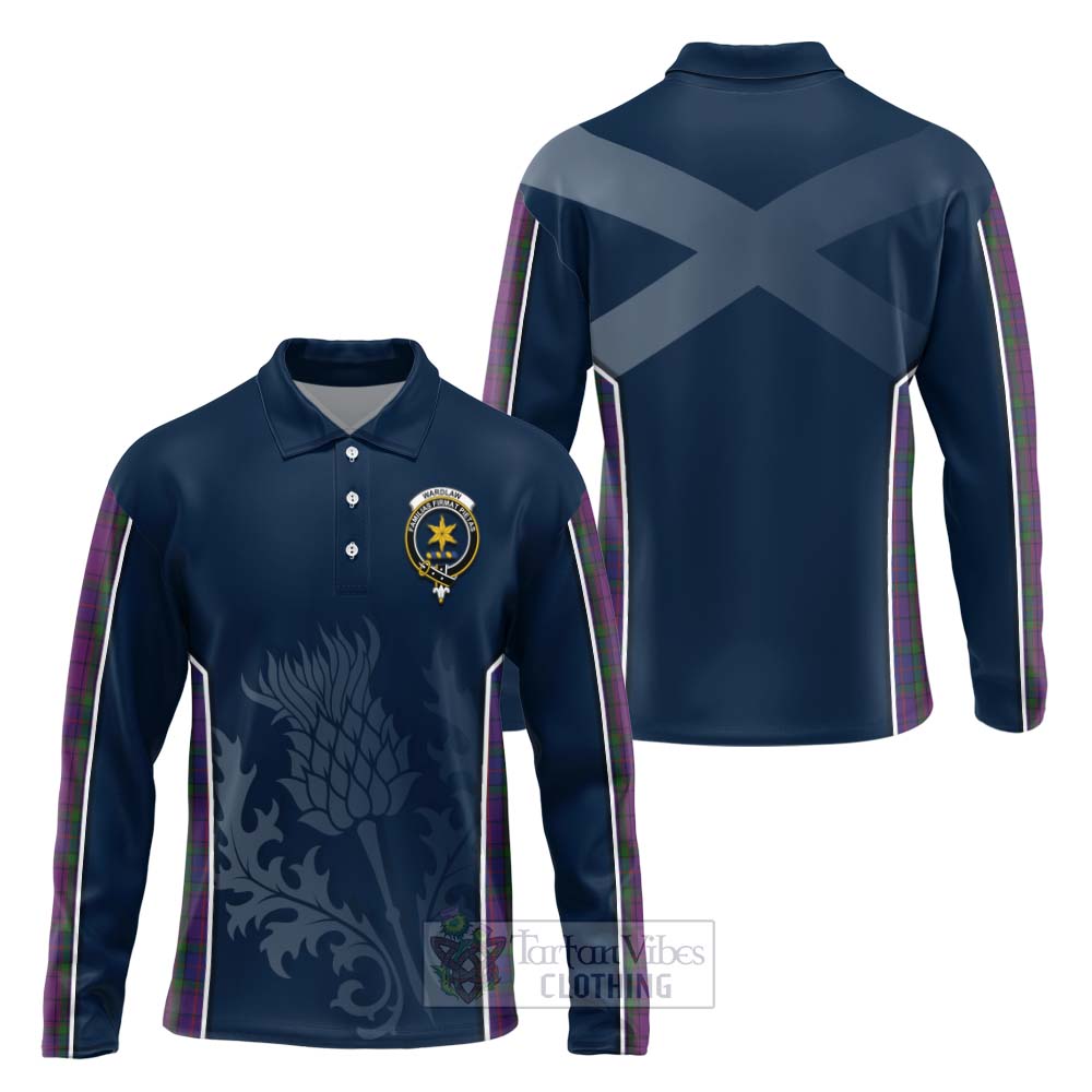 Tartan Vibes Clothing Wardlaw Tartan Long Sleeve Polo Shirt with Family Crest and Scottish Thistle Vibes Sport Style