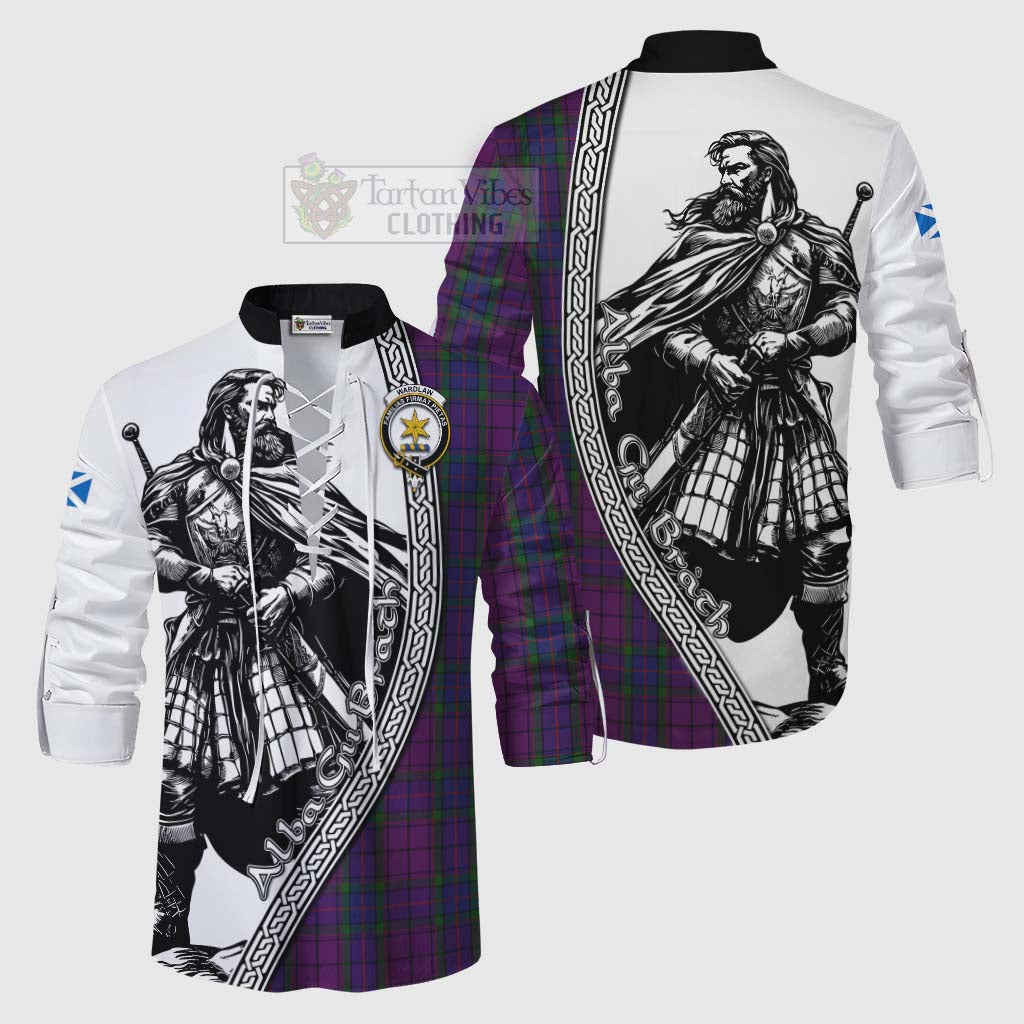 Tartan Vibes Clothing Wardlaw Tartan Clan Crest Ghillie Kilt Shirt with Highlander Warrior Celtic Style