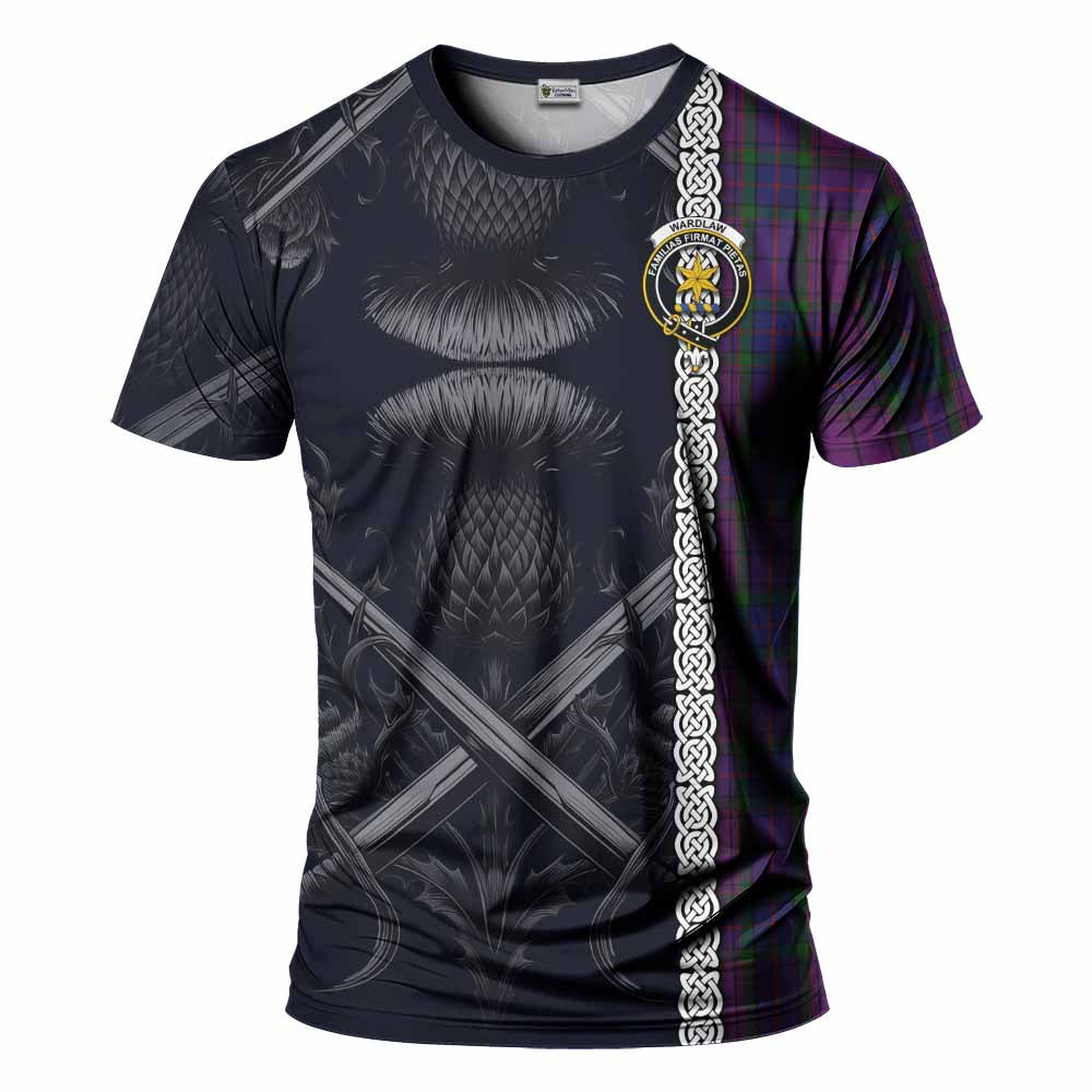 Tartan Vibes Clothing Wardlaw Tartan T-Shirt with Family Crest Cross Sword Thistle Celtic Vibes