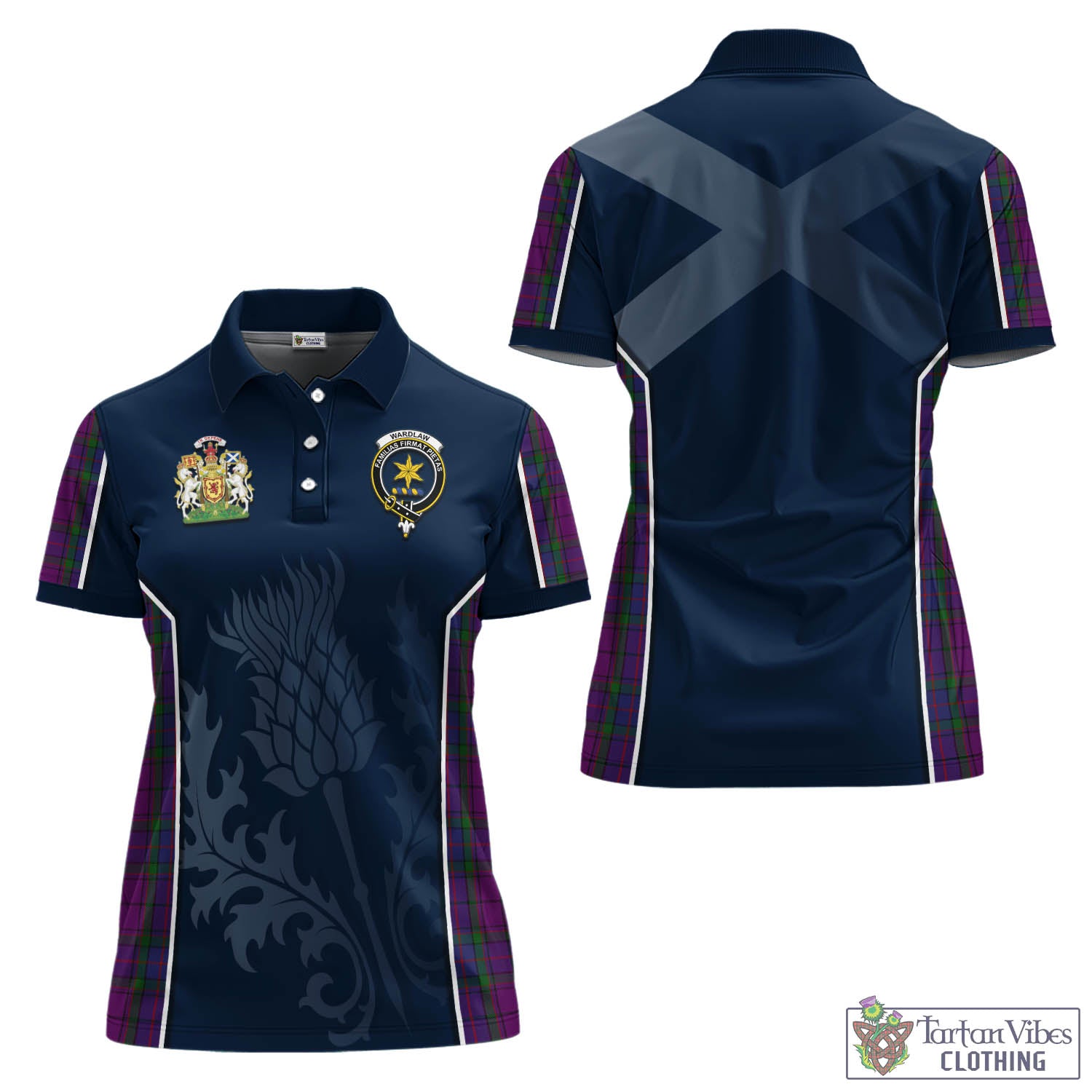 Tartan Vibes Clothing Wardlaw Tartan Women's Polo Shirt with Family Crest and Scottish Thistle Vibes Sport Style